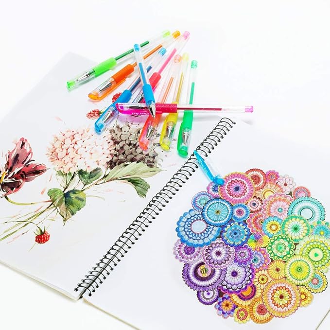 Aen Art Gel Pens for Adult Coloring Books, 30 Colors Fine Point Gel Marker Pen with 40% More Ink for Drawing, Bullet Journaling, School Craft Supplies