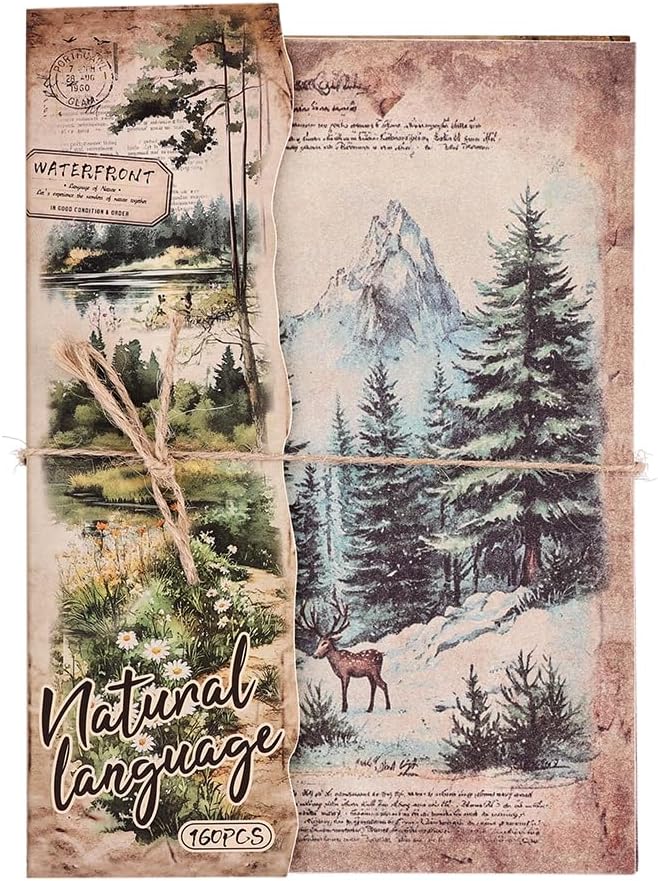 160 Sheets of Nature Scrapbook Paper, journaling Scrapbook Supplies Craft Collage Paper Set, Junk Journal Bullet Journal Poster Room Decor for Card Making Decorative Gifts