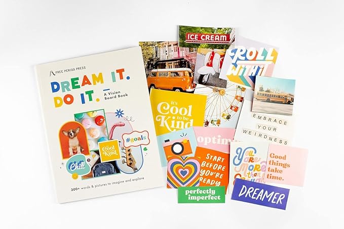 Free Period Press Vision Board Book, 700+ Words & Images in All Categories, for Visualizing Your Life Goals & Dreams, Playful, Stylish Pictures for Collage Making & Scrapbooking (Kid/Teen)