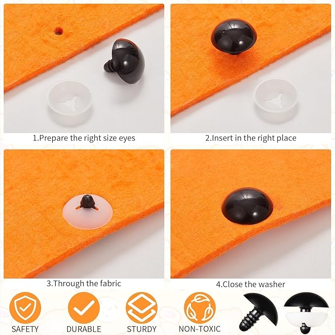Vanblue 40pcs 24mm Upgraded Safety Eyes for Crocheting Amigurumi Eyes for Crochet Animals with Washers Craft Eyes Doll Eyes Stuffed Animal Eyes Gift for Crochet Lovers Halloween Decorations