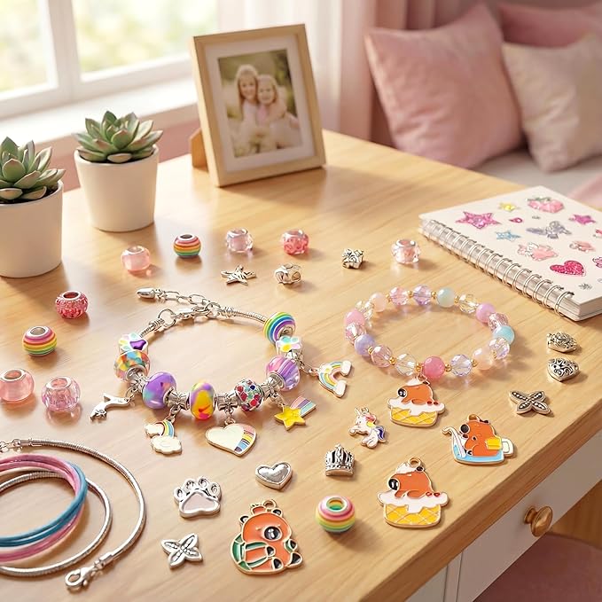 Rinziigo Capybara Kawaii Charm Bracelet Making Kit, Animal Jewelry Making Supplies Beads, Cute Crafts Gifts Set for Woman