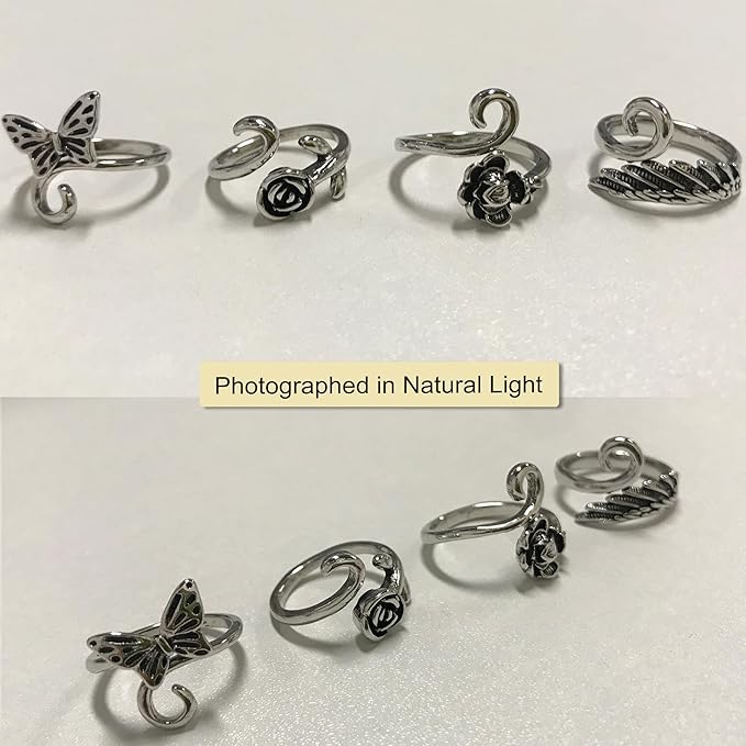 4 Pieces Crochet Ring for Finger Adjustable Yarn Tension Rings for Crocheting Yarn Guide Knitting Rings Crochet Tools