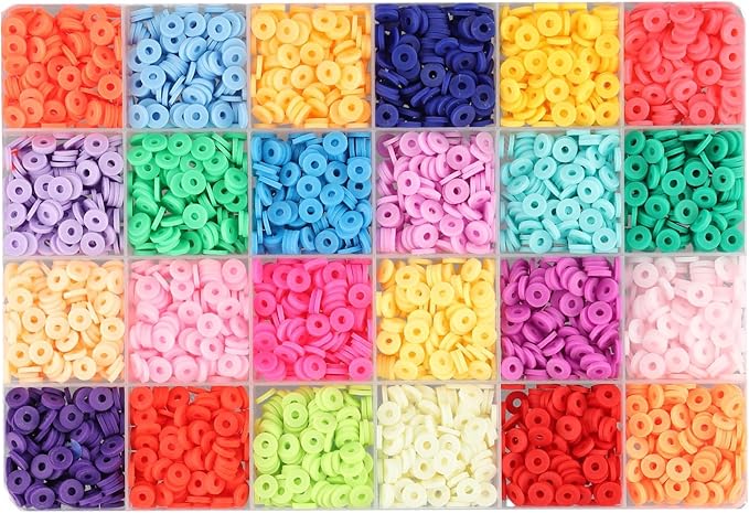 2000 Pcs-6800 Pcs Clay Beads for Bracelets Making 6mm Spacer Beads for Jewelry Making Earring Bracelets Necklace Earring Accessories DIY Handmade Craft (24 Color)