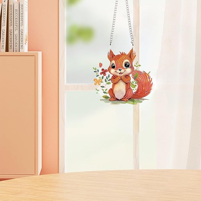 Tontut Easter Diamond Painting Wall Hanging, Squirrel Special Shape Diamond Painting Kit, Acrylic Crafted Diamond Art for Home Wall Garden Decoration