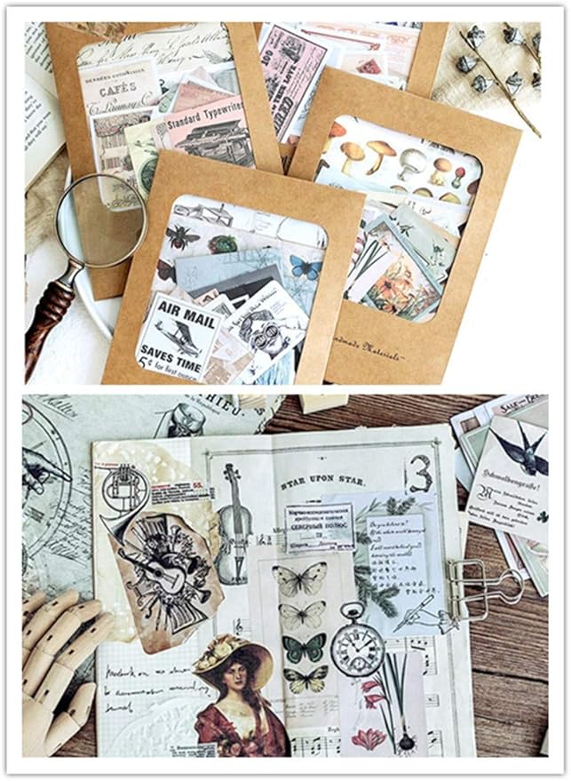 Scrapbook Embellishments: Vintage Ephemera Elements for Decoupage, Journaling, Notebooks, or Scrapbook Projects, Artsy Antique Paper Supplies, Old-Time Memorial Journal Kit (Renaissance)