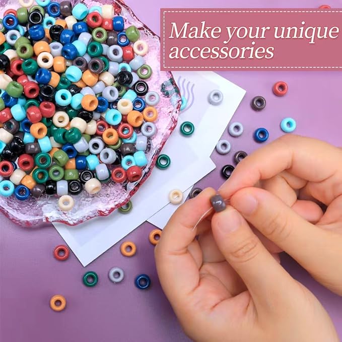 iooleem pony beads(8000pcs earth-tone colored), beading supplies, friendship bracelets making, king size