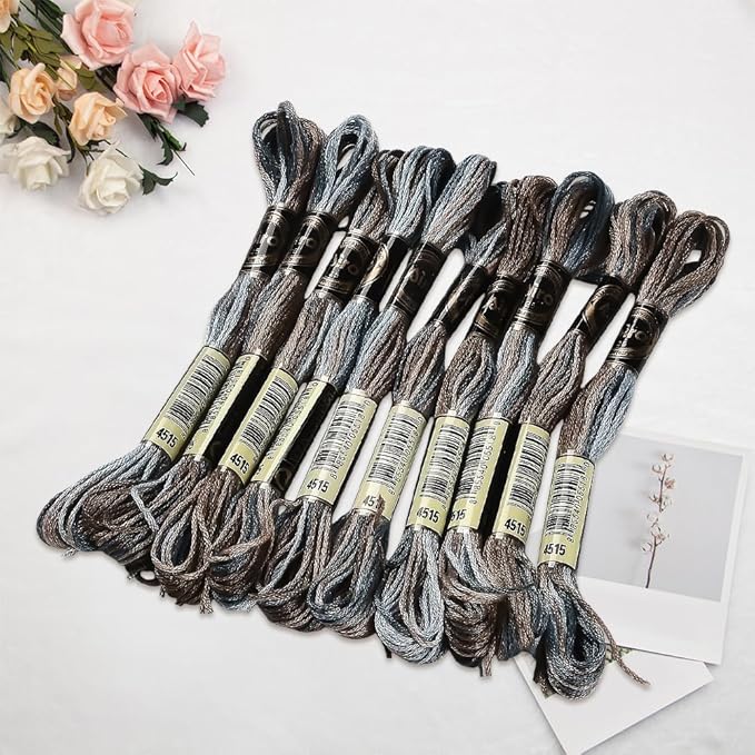 10 Skeins 6 Strands Brown Gradient Friendship Bracelet String Variegated Embroidery Needlepoint Cross Stitch Floss Yarn Thread Bulk for Sewing Bracelets Making Knitting Stitching Crafts DIY