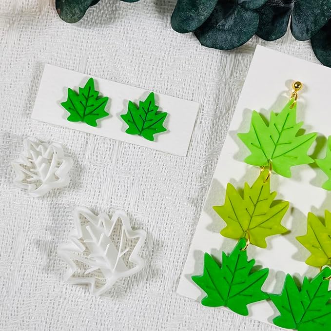 Xaekicr Polymer Clay Cutters Maple Leaf Set – 2PCS Fall Leaf Clay Earring Cutters for Polymer Clay Jewelry, Autumn Theme Clay Tools and Cutters for Earrings, Crafts and Seasonal DIY