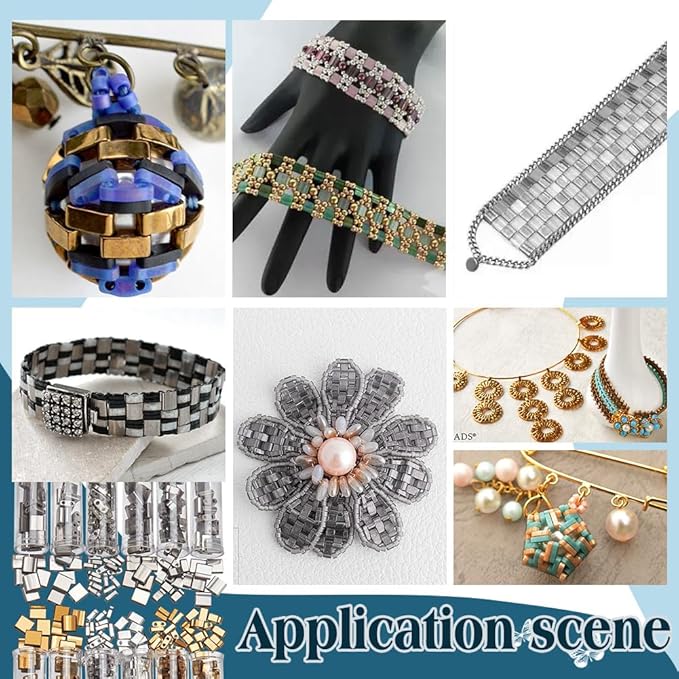 NBEADS About 468 Pcs 3 Sizes 2-Hole Beads, 3 Colors 1/4 Half 5x5mm/5x2mm/5×1mm Mini Japanese Glass Seed Beads for Bracelet Necklace Earring Jewelry Making
