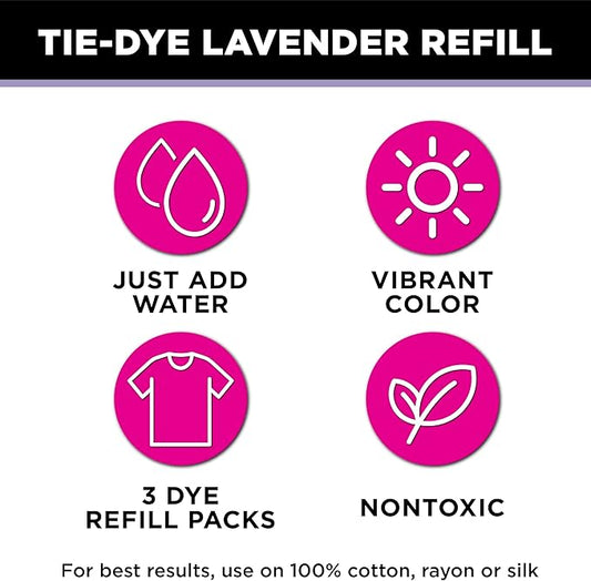 Tulip One-Step Tie-Dye Kit , 3 Fabric Dye Refill Packs, Packs, Lavender