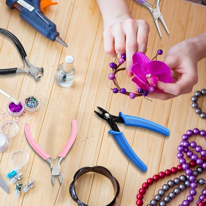 6 pcsjewelry pliers set, include needle round bent nose zipper wire cutter looper jewelry pliersset, wire wrapping tools for jewelry making repair diy arts and crafting, jewelers pliers set
