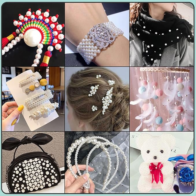 Pearl Beads for Jewelry Making Holes ABS Craft Beads with Holes for Jewelry Making, Bracelet, Necklace Crafting Bulk Bead Kit (10mm,5-Color blend/450 pcs)