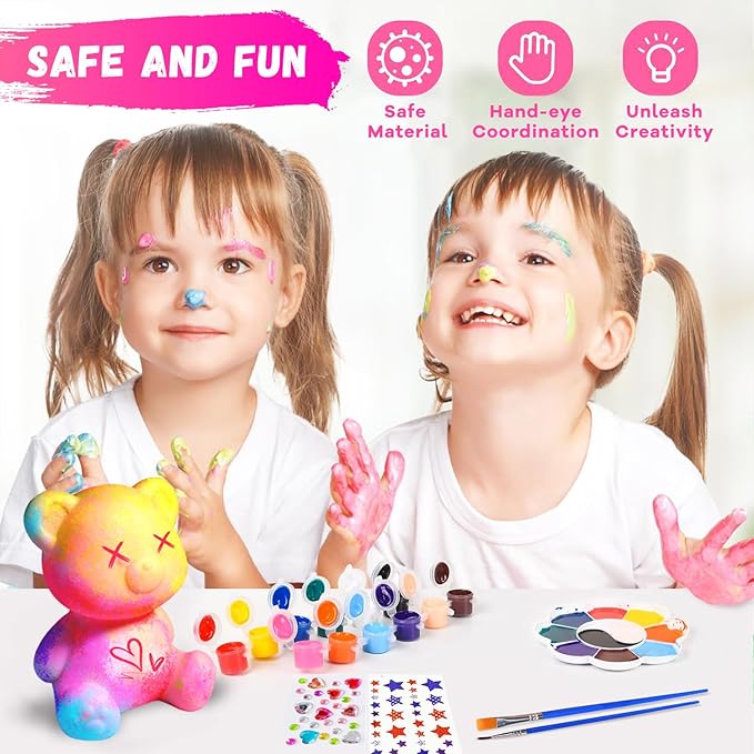Cokiki Paint Your Own Bear Lamp Kit, Art Supplies DIY Crafts Night Light Painting Kit, Arts and Crafts for Kids Ages 8-12, Birthday Party Holiday Creative Gift for Girls Boys Ages 6 7 8 9 10 11 12+