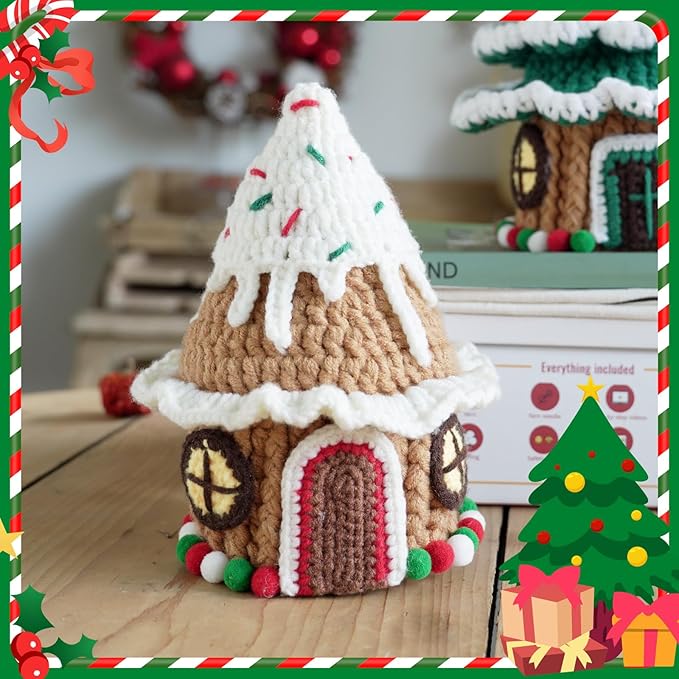 Crochet Set - Beginner Friendly Crochet Set with Step-by-Step Teaching Videos and Crochet Pattern Manuals (Christmas Snowy House)