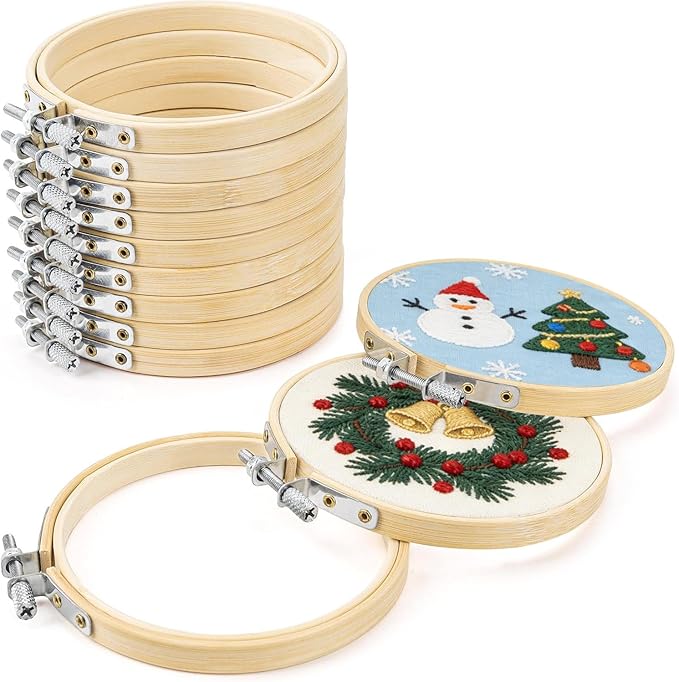 giemson embroidery hoop 3 inch 12 pieces small embroidery hoops bamboo circle cross stitch hoop for embroidery art craft sewing