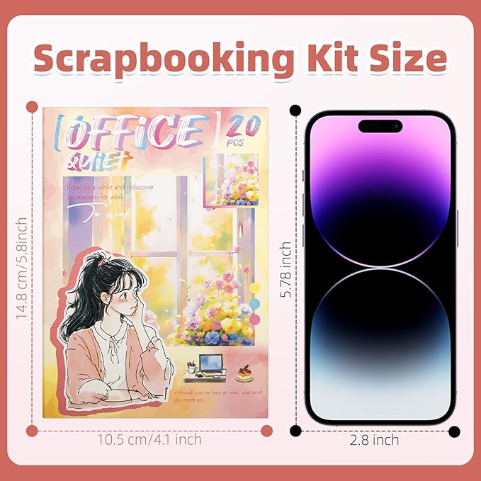 Quiet Office Sticker Scrapbooking Supplies for Junk Journal, 20 Sheets PET Stickers - Vintage Journaling Stickers, Ephemera Sticker Book Pre Cut(TZ-009-008)