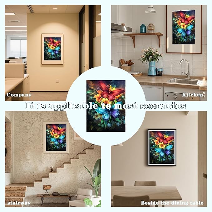 DOTZSO Diamond Painting Kits for Adults, Easy DIY 5D Round Full Drill Diamond Art kit Diamond Dot Crystal Gem Art and Craft for Beginners Home Wall Decor Butterfly 12x16 Inches