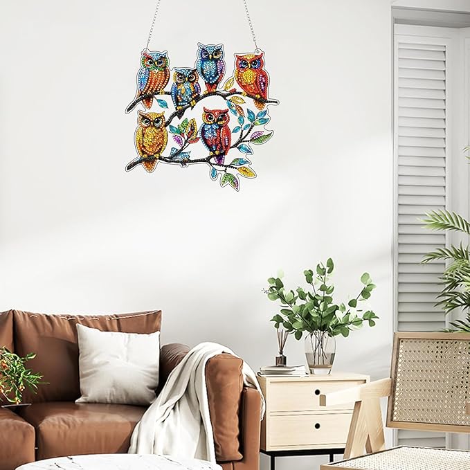 ARPADAMO Hanging Diamonds Art kit for Adult,DIY Bird Pendant Diamonds Painting Art Kit, 7.8x7.8 inch Acrylic Diamonds Painting Board Kit Ornament, Special Crystal Diamond Hanging Ornament