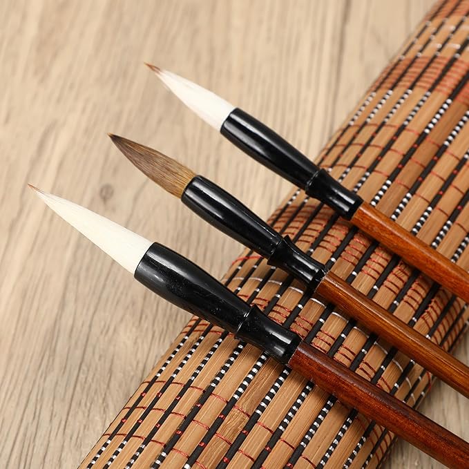 Resurhang 24 Pcs Chinese Calligraphy Brush Set Watercolor Brushes Bulk with Roll up Bamboo Brush Holder Writing Drawing Brushes for Kanji, Japanese Sumi, Drawing, Writing, Painting, Art Supplies