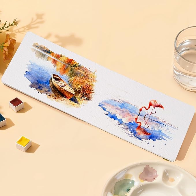 Watercolor Journal - 100% Cotton Cold Press Paper | 20 Sheets 40 Pages | 300GSM (140lb) | PU Leather Cover Watercolor Sketch Books for Artists Painting,Mixed Media7.5 in x 4.7 in