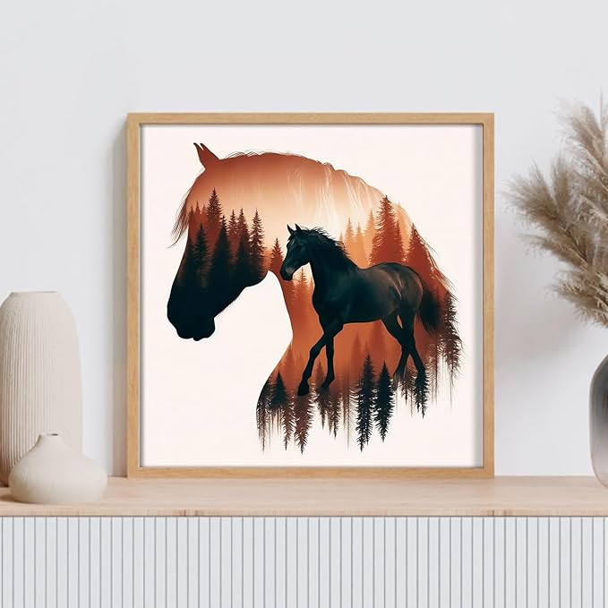 GEEHEIY Horses Diamond Art Kits for Adults, 5D Horses Diamond Painting Kits for Beginner, DIY Animal Gem Art Dots for Adults, Perfect for Home Wall Decor 14x14 Inch