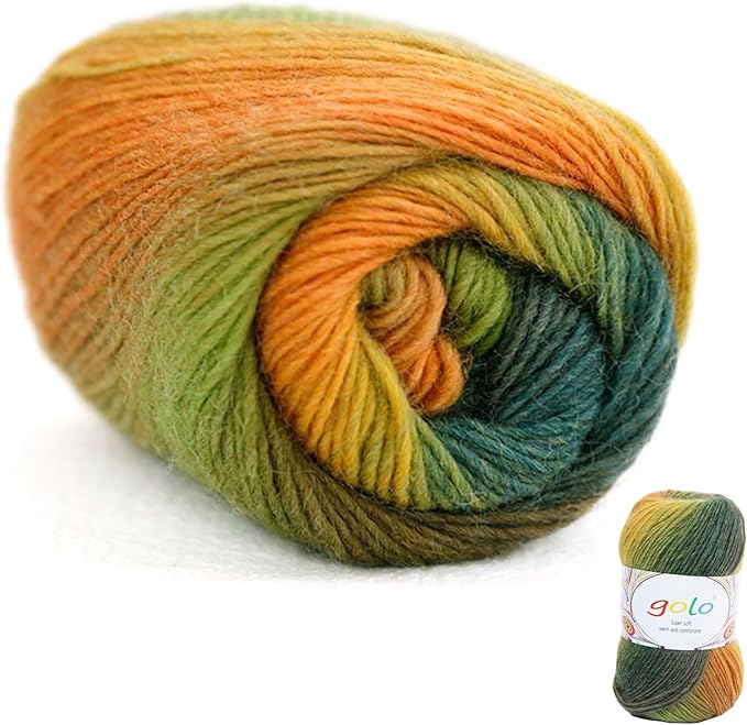golo Wool Yarn for Weaving 200yd Cachemire Multicolor Rainbow Yarn