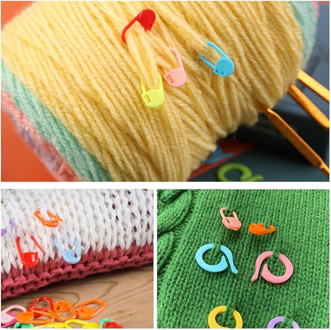 40 Pcs Double End Crochet Hook Set, Include 10 Pcs Golden Aluminum Crochet Needles, 10 PCS Knitting Crochet Markers Ring, 20 PCS Knitting Stitch Markers for Craft DIY
