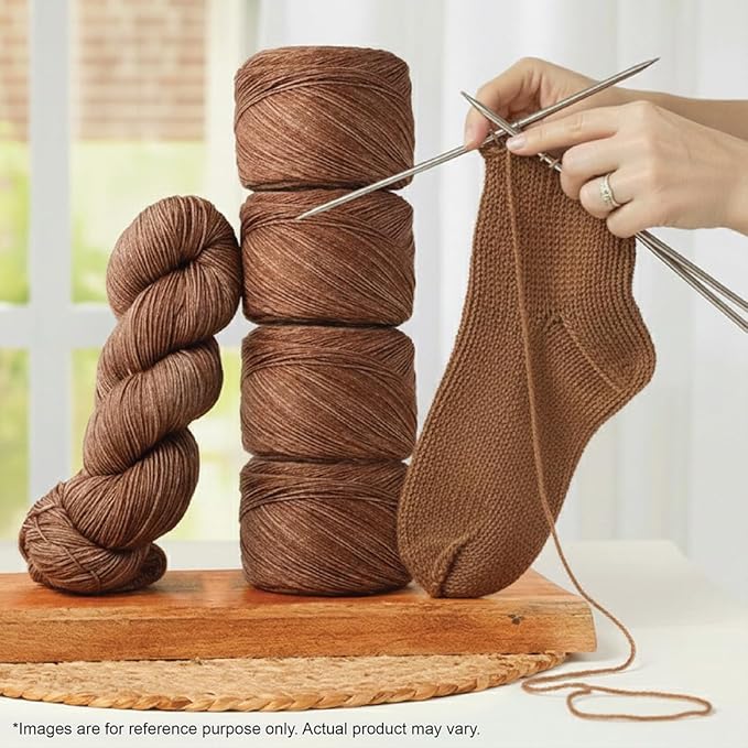KnitPro Symfonie Fingering Weight Hand Dyed Semi-Solid Yarn Skein | Extra Fine Merino Wool & Polyamide Blend for Knitting & Crocheting, Oeko-TEX Certified 400m, 100g | Terra Jaggery