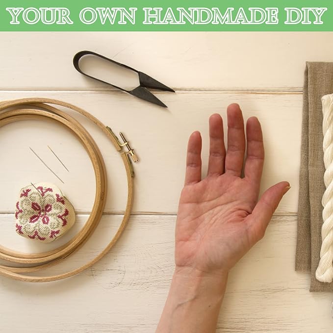 zocone 5 pcs beech wood embroidery hoops, wood circle hoop ring cross stitch hoop for embroidery, cross stitch, needlework, art craft handy sewing and christmas decoration (size-5",6",7",8",9")