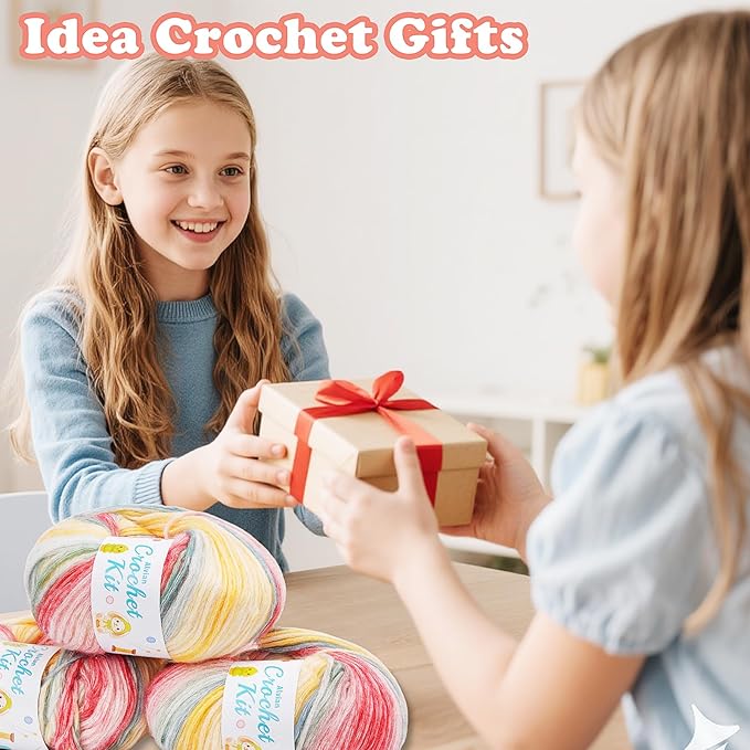 Alvian Scarf Hat Crochet Kit for Beginners Crochet Starter Kits Craft Knitting with Step-by-Step Video Tutorials Handmade Gift for for Birthday (Scarf Hat Crochet Kit)