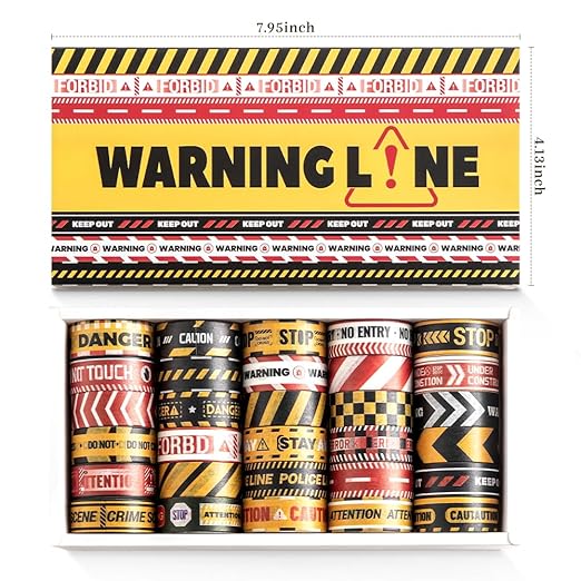30 Rolls Warning line Theme Washi Tape Set, Writable Decorative Tapes for Scrapbooking, Junk Journal Supplies, Bullet Journaling, 0.6"x79" per Roll