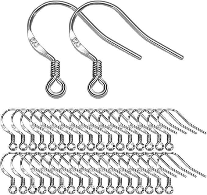 white gold earring hooks, 80 pcs/40 pairs ear wires fish hooks, 240pcs hypoallergenic earring making kit with jump rings and clear silicone earring backs stoppers