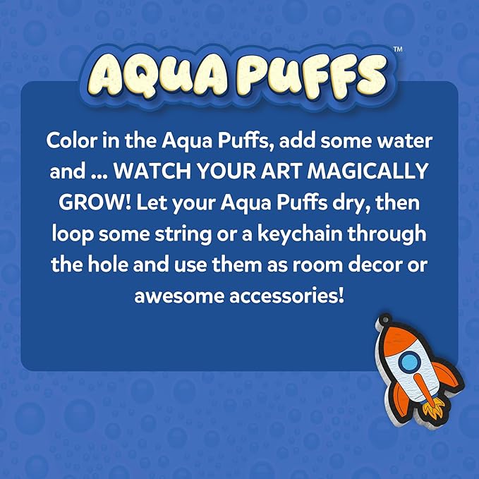 skillmatics 3d art kit – aqua puffs just cool things, mess-free paint by number craft for kids, diy color & inflate activity, travel toys & creative gift for boys & girls ages 4, 5, 6, 7, 8, 9, 10