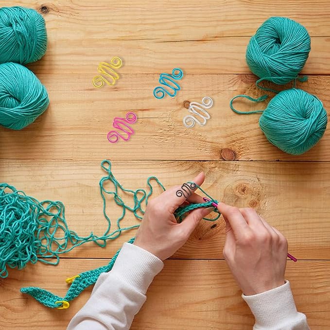 5 Pcs Crochet Ring Handmade Crochet Tension Ring Handmade Yarn Ring for Crocheting Adjustable Crochet Ring Knitting Crochet Rings for Finger Gifts for Mom Crocheters Knitters Good Knitting Companion