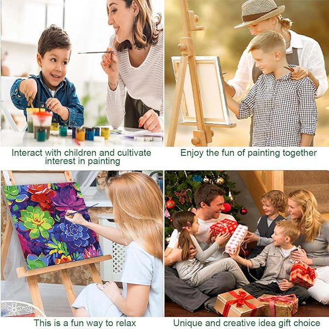 JUJUHOOD Succulent Plant Framed Paint by Numbers Kit for Adults Beginner & Kids Ages 8-12,Easy Paint by Number Without Easel, Acylic Paint by Numbers for Gift Home Wall Decor (10x10Inch)