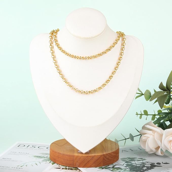 KYUNHOO 13 Feet/4M Gold Plated Chain for Jewelry Making 6mm Round Circle Chain Link on Spool Stainless Steel Chain Roll for Handcraft Making Supply Jewelry Findings