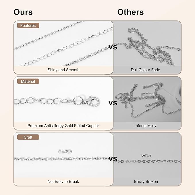 PP OPOUNT Silver Necklace Chains for Jewelry Making, 62.3 Feet 8 Rolls Stainless Steel Chain for Jewelry Making DIY Necklace Bracelet Belt Earrings with Open Jump Rings & Lobster Clasps