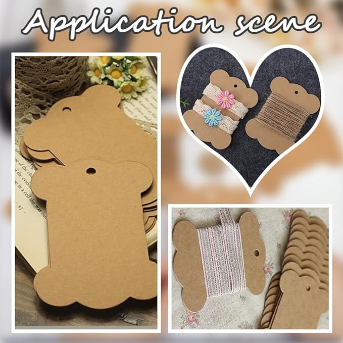 SUNNYCLUE 80Pcs Embroidery Thread Cardboard Bobbins Floss Bobbin Holder Kraft Paper Spool Camel Thick Cardboard Ribbon Storage Thread Wrapping Cards for Thread Cross Stitch Craft DIY Sewing Storage