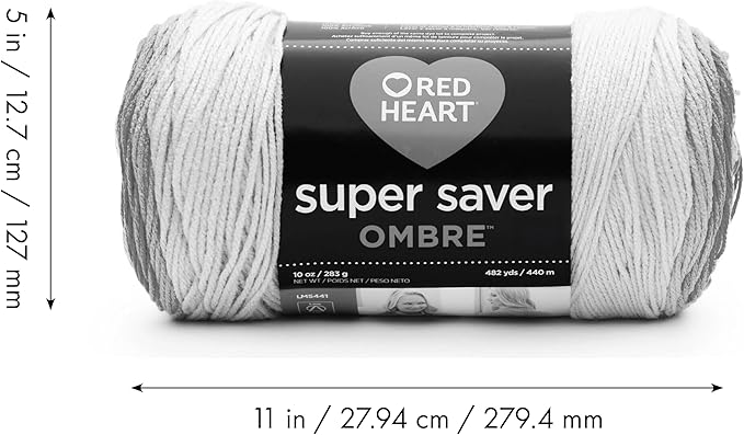Red Heart Super Saver Ombre Party Yarn - 2 Pack of 283g/10oz - 100% Acrylic - #4 Worsted (Medium) - 482 Yards - Knitting/Crochet