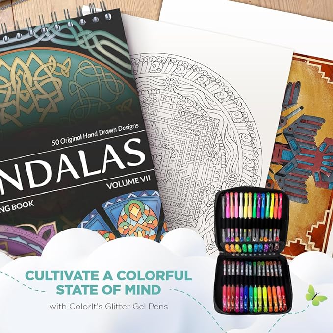 ColorIt Mandalas Volume VII Spiral Bound Adult Coloring Book with 50 Mandala Patterns for Relaxation and Stress Relief - Includes Perforated Pages, Thick Paper, Hardback Covers, and Blotter Page