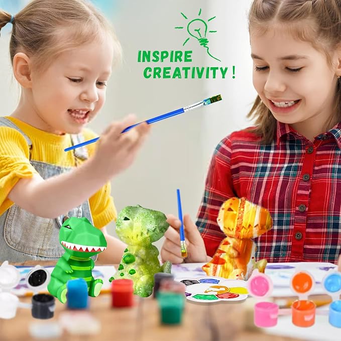 Cokiki Paint Your Own Dinosaur Lamp Kit, Art Supplies DIY Night Light Painting Kit, Arts and Crafts for Kids Ages 8-12, Crafts Holiday Creative Gift for Girls Boys Ages 6 7 8 9 10 11 12+