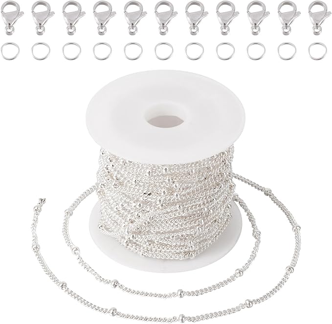 Sparkeads 5M Silver Chain for Jewelry Making,Stainless Steel Chain,Silver Link Necklaces for Women,Cable Chain Bracelet Chains for Bracelet DIY Earring Craft Supplies Jewelry Making,1.8-2.6x0.5mm