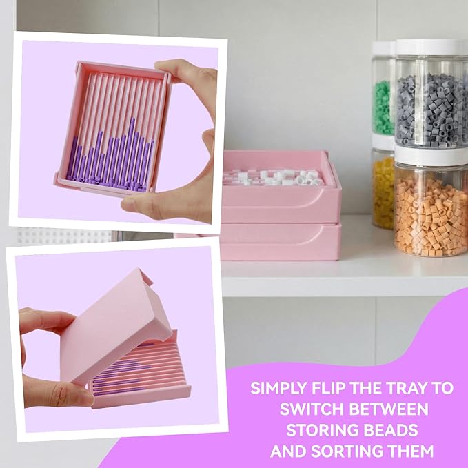 2.6mm Fuse Bead Single Needle Tweezer & Aligner Tray Kit, Efficient Iron Bead Sorting Tools with Effortless Beads Recovery for Experienced Enthusiasts(Purple)