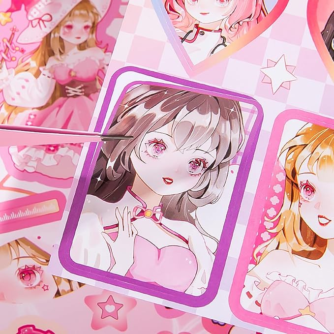 Cute Scrapbook Stickers Book - 500 Pre-Cut A5 Size Cute Girl & Kawaii People Stickers for Girls
