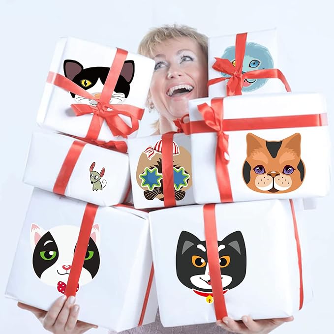 24 sheets cats make a face stickers make you own cats stickers animal sticker for kids, birthday gift party favors supplies teacher art craft, games school activity reward