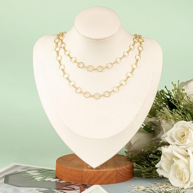 KYUNHOO 13 Feet Light Gold Necklace Chains for Jewelry Making 8MM Circle Link 18K Gold Plated Brass Chain Bulk for Craft DIY with Lobster Clasps and Jump Rings