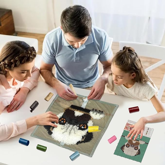 Halloween Flying Witch Latch Hook Kits for Adults Kids, Beginners DIY Latch Hook Pillow Kit Pre-Printed Hook and Latch Rug Kits Cross-stitch Embroidery Cushion Cover for Home Sofa Decoration 17x17 in