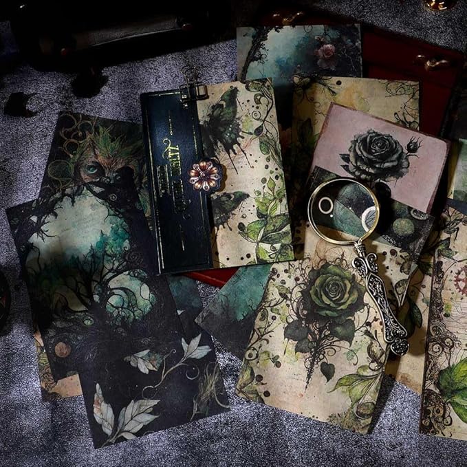 80 Sheets Gothic Scrapbook Paper for Scrapbook Kit, Vintage Ephemera for Junk Journals, Magic Decoupage Paper for Journaling Supplies , Dark Academia Wall Decor Room for Home Decorations