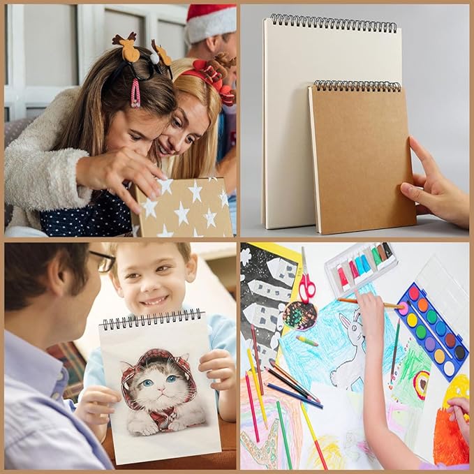 2 Pack Sketch Book, A4 A5 Spiral Bound Sketch Pad 160GSM Sketchbook, Acid Free Art Sketchbook Artistic Drawing Painting Writing Paper for Kids Adults Beginners Artists(2PC-A4A5)