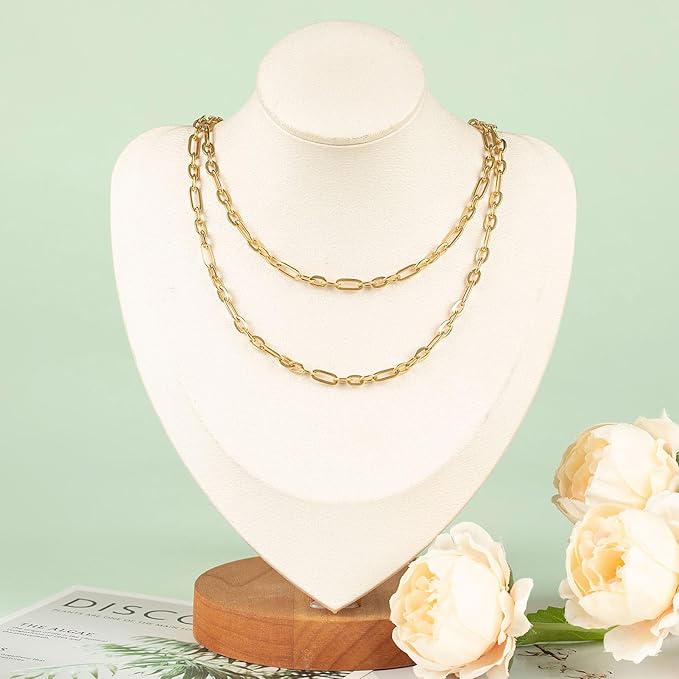 UMAOKANG 16.4 Feet Gold Plated Chain for Jewelry Making Stainless Steel Paperclip Chain Necklace Bracelet DIY Jewelry Supplies Findings